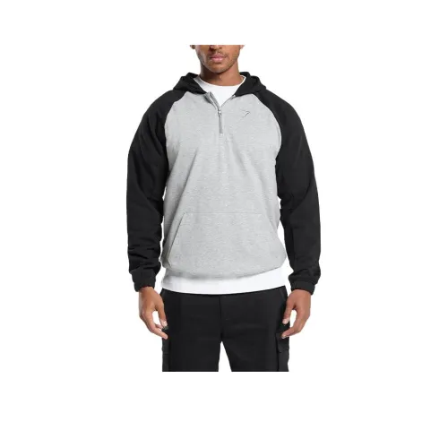 GYMSHARK 1 4 ZIP реглан худи свитшот мужской светло-серый