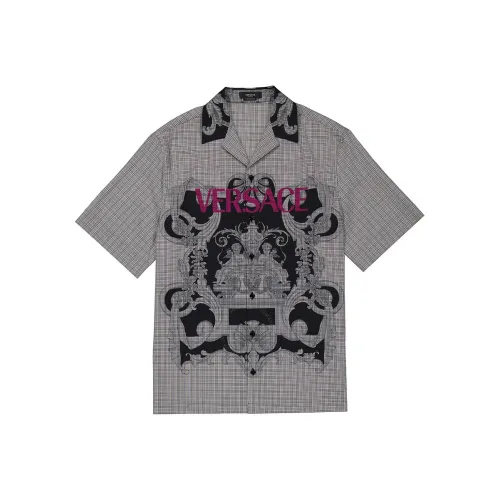 FANSIZHE VERSACE Рубашка Мужская Синяя Серый