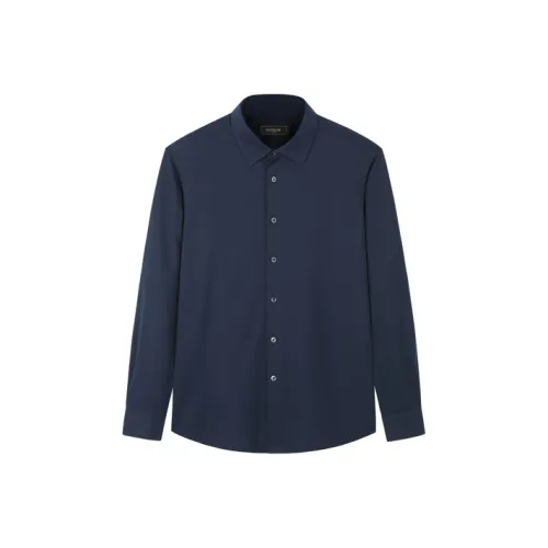 YOUNGOR Рубашка Мужская Темно-синяя Однотонная