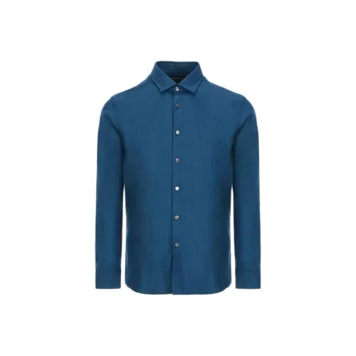 BRAUN BUFFEL Рубашка Мужская Синяя Серый