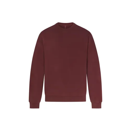 SKIMS Махровый MENS Relaxed Crewneck Толстовка Мужской OXBLOOD Фуксия