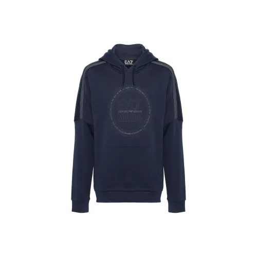EMPORIO ARMANI EA7 SS24 Толстовка Мужская Морской Синий