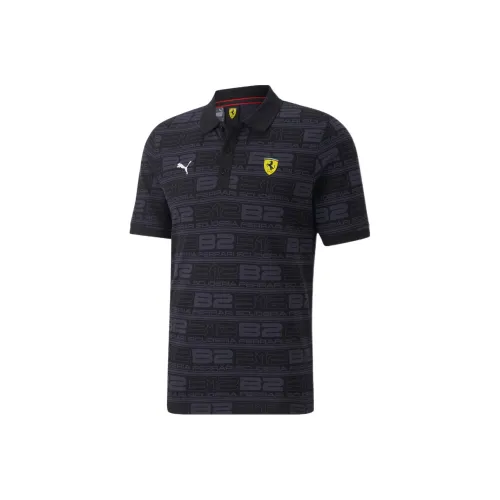 PUMA Ferrari Racing Series Мужская Поло Рубашка Черного Цвета