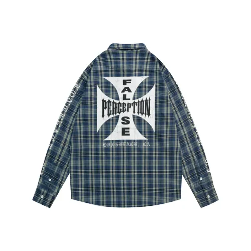 False Perception Рубашка Унисекс Выстиранный Синий