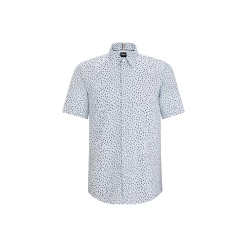 Hugo Boss Рубашка Slim Fit с принтом модель Oxford хлопок мужская светло-синяя