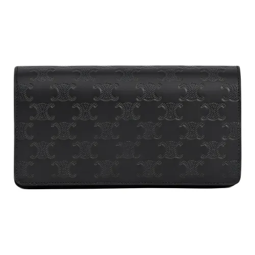 CELINE Triomphe Коровья кожа Одно плечо Через плечо Держатель для карт Мужской Черный