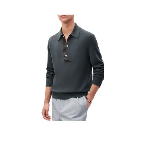 HERMES Поло Мужское Серый Черный