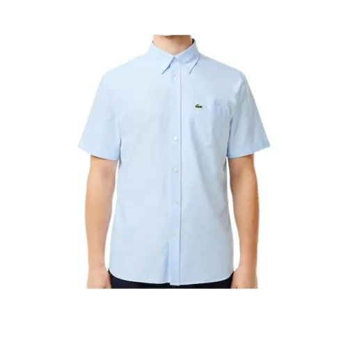 LACOSTE Collaboration Синие с Белым Надпись Мужские Рубашки