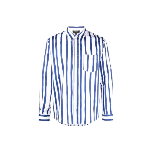 A.P.C. Joint Paragraph Blue Men's Shirts A.P.C. Joint Paragraph Синий Мужские Рубашки