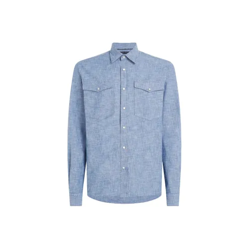 Tommy Hilfiger Регулярный крой Шамбре Деним Рубашка Мужская Индиго