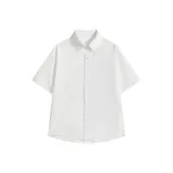 Белая однотонная рубашка с короткими рукавами