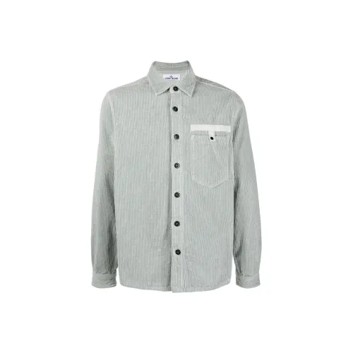 STONE ISLAND Циан Мужская Рубашка