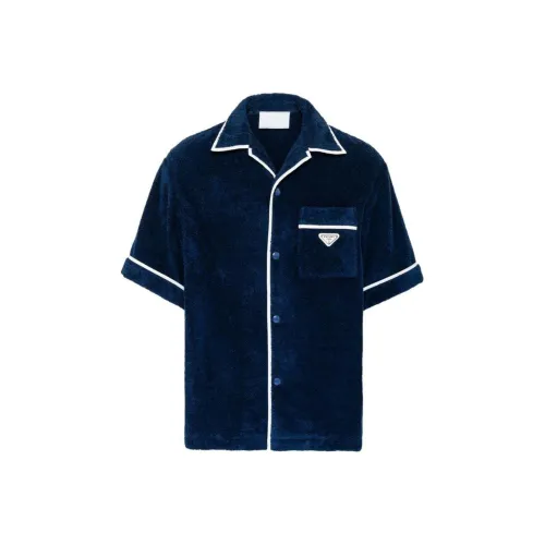 PRADA SS24 Рубашка Мужская Морской Синий