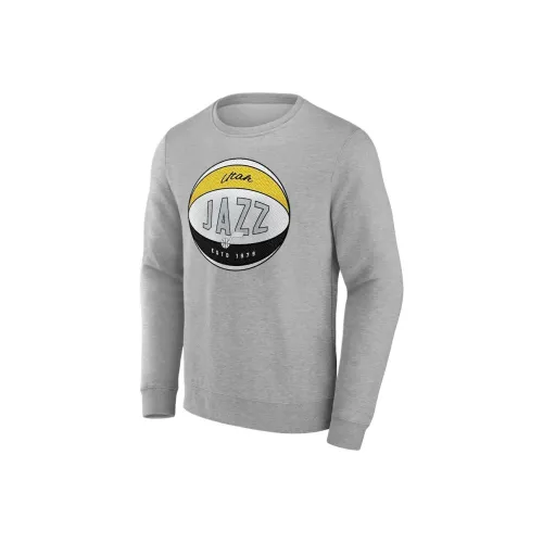 NBA Utah Jazz Fanatics Твердый Цвет GRAPHIC CREW Свитшот Мужской Серый