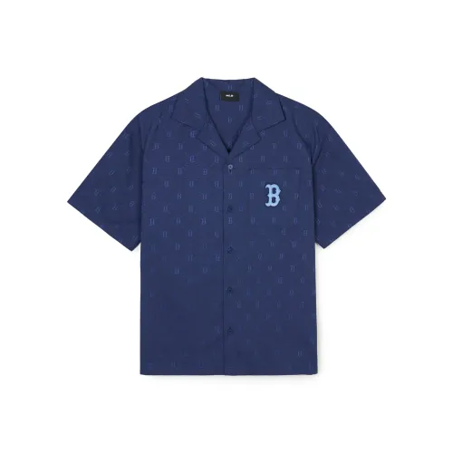 Mlb Base Logo Рубашка Унисекс Темно-синий Синий