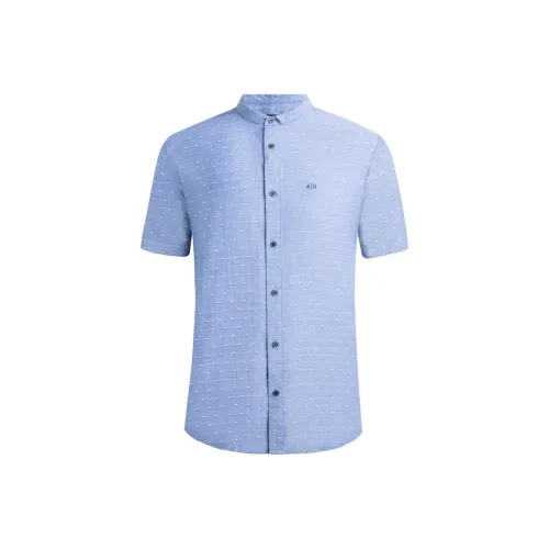 ARMANI EXCHANGE Blue Men's Shirts ARMANI EXCHANGE Синие Мужские Рубашки