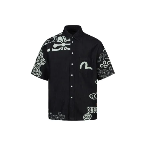 EVISU Темно-синие рубашки с принтом для мужчин