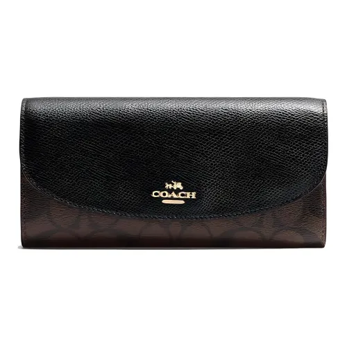 COACH Конверт Кожа Кошелек с откидной крышкой курьерская сумка конверт сумка клатч маленький женский черный цвет монограмма