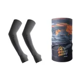 Защита от солнца Комплект [Черные охлаждающие рукава + маска Luosha черного цвета для защиты от солнца]