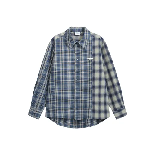 Silente Рубашка Унисекс Серый и Синий Клетка