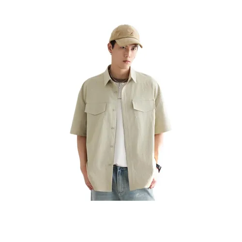 A.B.X Цветовая блокировка дизайн с швом сумка COVER с откладным воротником силуэт короткий рукав рубашка унисекс