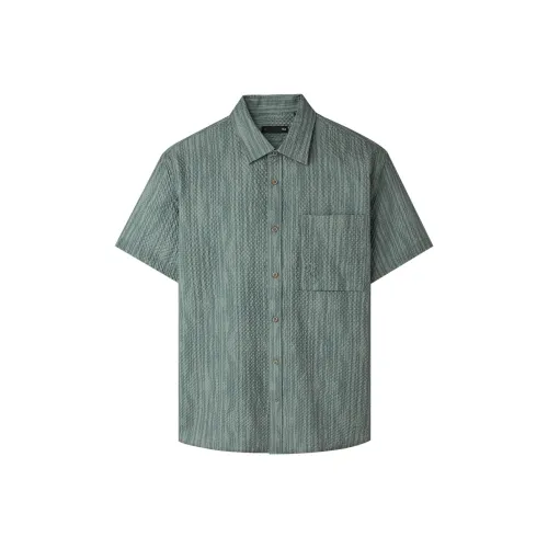 HLA Зеленый Серый Полосы 40 Мужские Рубашки