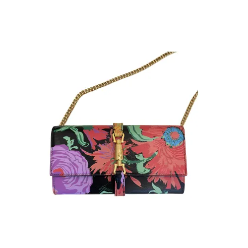 GUCCI Jackie 1961 Коровья кожа WOC Сумка с цепочкой Сумка через плечо Маленькая Женская Цветочная Цвет