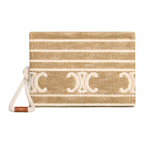 CELINE Полосатая ткань с коровья кожа клатч женский дымчатый