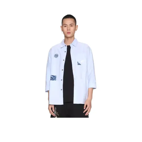 ONIARAI Blue Men's Shirts ONIARAI Синий Мужские Рубашки
