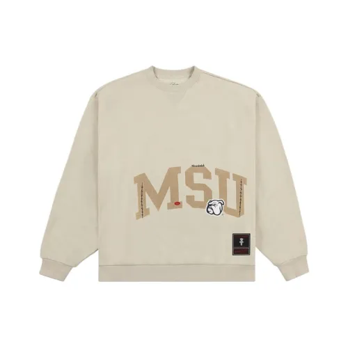 Travis Scott X Mitchell Ness Коллаборация SS24 MISSISSIPPI STATE LOGO Свитшот Унисекс Умбра
