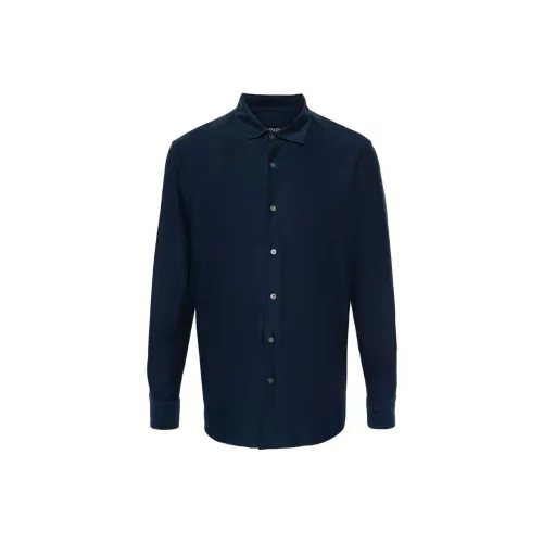 Zegna SS24 Рубашка Мужская Морской Синий