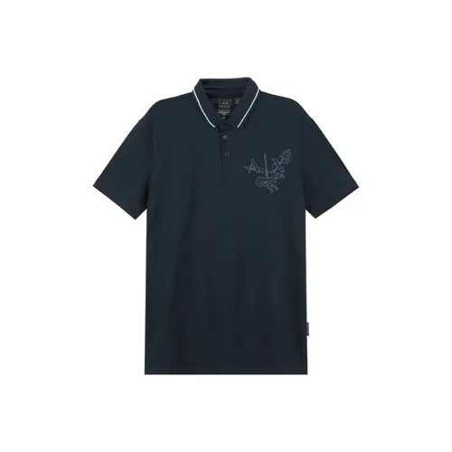 ARMANI EXCHANGE Мужская рубашка поло морского синего цвета