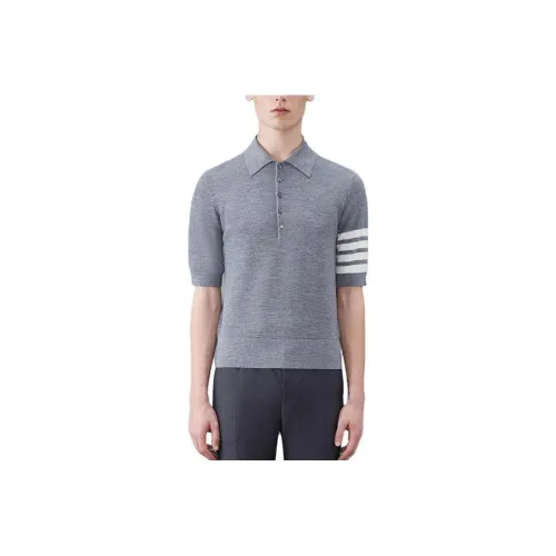 THOM BROWNE THOM BROWNE FW23 Early Autumn Collection Light Gray Men's Polo