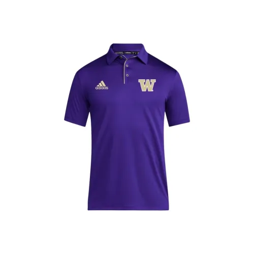 Adidas Университетский OF Washington Huskies COACH Мода Короткий рукав Поло Мужской Фиолетовый