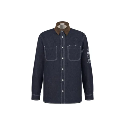 DIOR SS25 Рубашка Мужская Темно-синяя