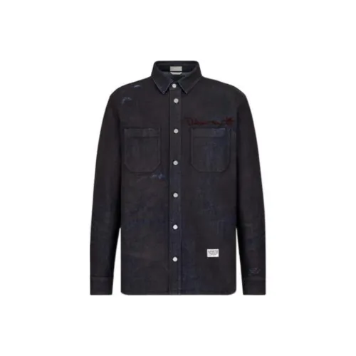 DIOR x Travis Scott Travis Scott FW22 Рубашка Мужская Синяя