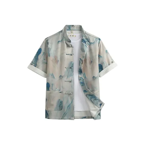 XUANSHENG Рубашка Мужская Горы и Воды