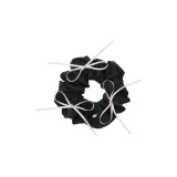 Чёрный бант, три бусины, модель 000217