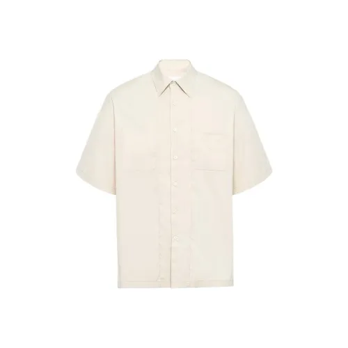 PRADA Короткий рукав эластичная рубашка мужская цвет экрю