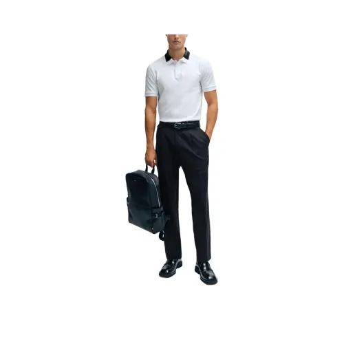 Hugo Boss Slim Fit Поло с цветным блокированным воротником Мужское Белое