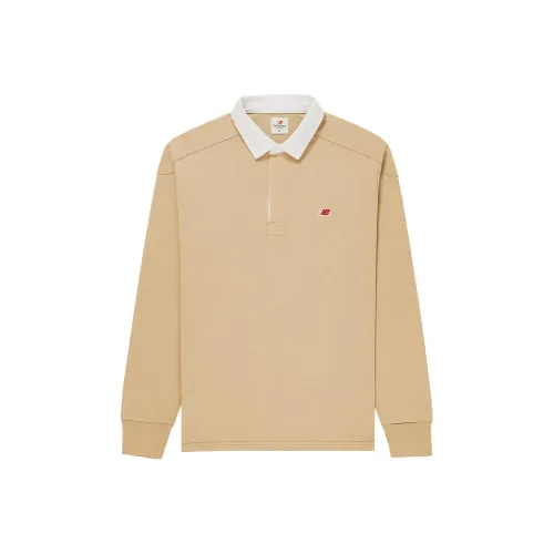 New Balance Long Sleeve Поло Унисекс Бежевый