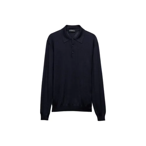 PRADA Мужская поло синего цвета