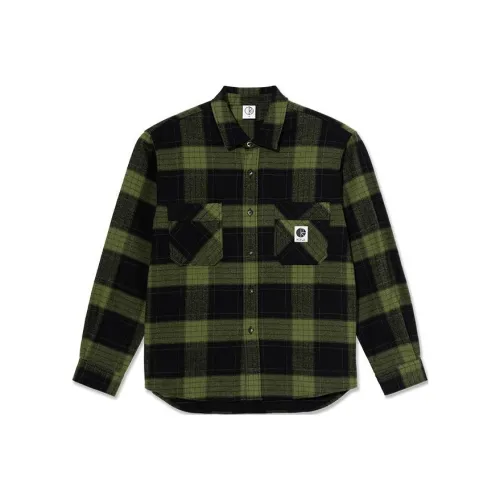POLAR SKATE CO SS24 MIKE LS Футболка Фланелевая Футболка Унисекс Черная Зеленая