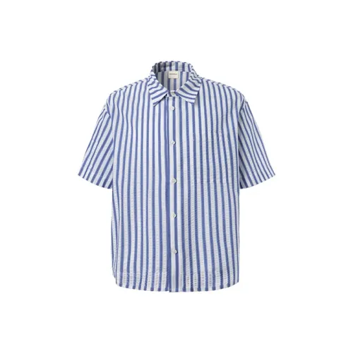 COUNTRY MOMENT Рубашка Унисекс Синие Белые Полоски