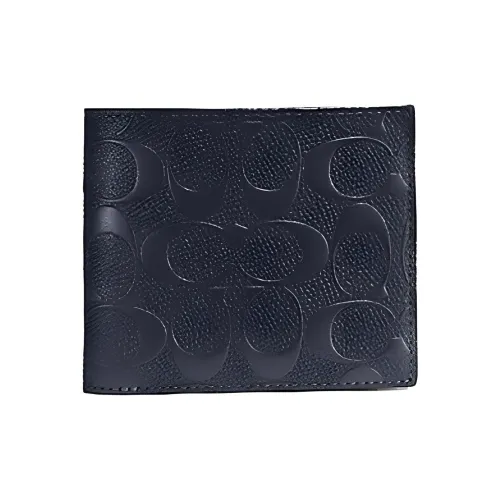 COACH Компактный кошелек из коровьей кожи 3 в 1 мужской темно-синий