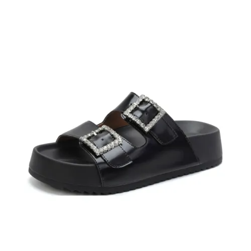 JOSINY Металлический стразовый Slip-resistant Abrasion-resistant Quick-dry Амортизация Слипоны Женские Черный