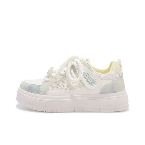 Shen Linsen Slip-resistant Abrasion-resistant Breathable Low-Top Skateboard Shoes Women's White Blue Шен Линсен Противоскользящие Устойчивые к износу Дышащие Низкие Кроссовки для скейтбординга Женские Белые Синие