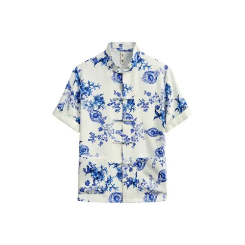 XUANSHENG Рубашка Мужская Бело-Синяя Керамика