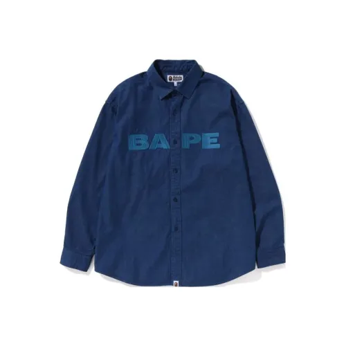 A BATHING APE Blue Men's Shirts A BATHING APE Синие Мужские Рубашки