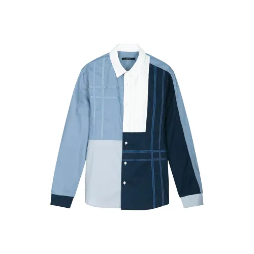 DAVID NAMAN Blue Men's Shirts DAVID NAMAN Синий Мужские Рубашки